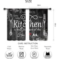 thumbnail image 2 of Black Rustic Wooden Kitchen Curtains Short Small Farmhouse White Wood Board Rod Pocket Fork and Spoon Farm Simple Bedroom Living Room Treatment Fabric 2 Panels 26Wx36H Inch, 2 of 5