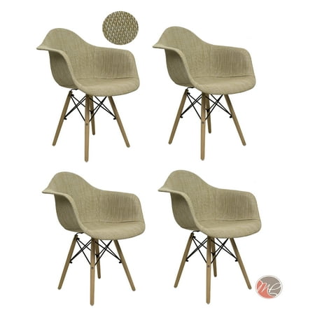 Madison Four (Madison Park SET OF 4 Modern Contemporary Eames HAVERFORD Leisure Chair Rattan Cream Beige Seating Accent for Dining, Den, Bedroom or)
