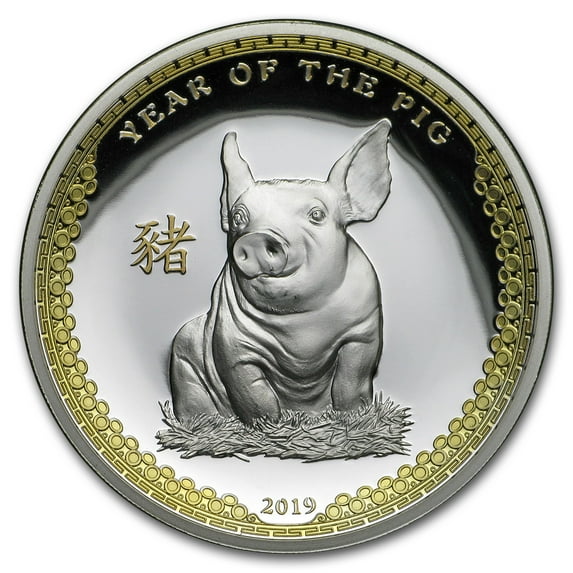 2019 Palau 1 oz Silver $5 Year of the Pig Ultra High Relief