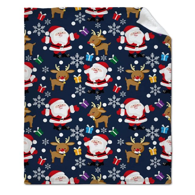 Christmas Reindeer Snowflakes Blanket Fleece Plush Throw Blankets Soft Cozy Warm Bedspread Shawl Bed Sofa Flannel Print Blanket
