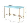 thumbnail image 4 of GZXS Minimalist 40" Home Office Desk with Charging Outlet, USB Port, Gold Legs, and Glossy MDF Top for Study or Workspaces (Light Blue), 4 of 7