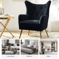 thumbnail image 5 of Velvet Accent Chairs Set of 2 Wingback Lounge Armchairs Sofa Upholstered Tufted Golden Leg Home Living Room Black, 5 of 7