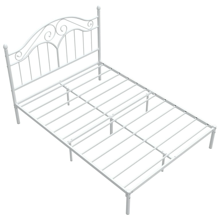 Yoneston Full Size Metal Platform Bed Frame with Vintage Headboard