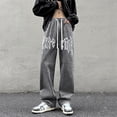 thumbnail image 2 of Pantalones vaqueros casuales con cordón estilo americano para hombre, pantalones vaqueros holgados con estampado de letras Y2K, estilo hip hop, estilo gótico, ropa de calle, pantalones para hombre, 2 of 5