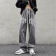 thumbnail image 2 of Pantalones vaqueros casuales con cordón estilo americano para hombre, pantalones vaqueros holgados con estampado de letras Y2K, estilo hip hop, estilo gótico, ropa de calle, pantalones para hombre, 2 of 5