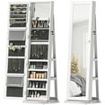 thumbnail image 3 of HOMCOM Jewelry Cabinet, 360° Swivel Jewelry Armoire with Full-Length Mirror, Storage Shelves, Interior Small Mirror, for Bedroom Living Room, White, 3 of 10