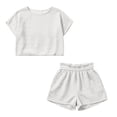 thumbnail image 7 of Women's Linen Blend Soft Fabric Casual Shorts, Elastic Waist Drawstring, Lightweight Breathable Cool Solid, Lounge Summer Beach Outdoor | UKHCCC,White XL, 7 of 7