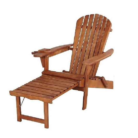 Oceanic Collection Adirondack Chaise Lounge Chair Foldable, cup and glass holder, built in ottoman