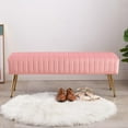 thumbnail image 3 of SYNGAR Beige Fabric Bench, Button-Tufted Upholstered Bench for Bedroom End of Bed, 45 inches, D5323, 3 of 7