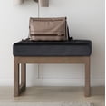 thumbnail image 4 of Milltown 27 inch Wide Solid Wood Contemporary Footstool Small Ottoman Bench in Distressed Black, 4 of 12
