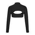 thumbnail image 6 of STETMN Women's Sexy Crop Tops Slimming Mock Neck Shirt Basic Cut Out Long Sleeve T-Shirts, 6 of 7