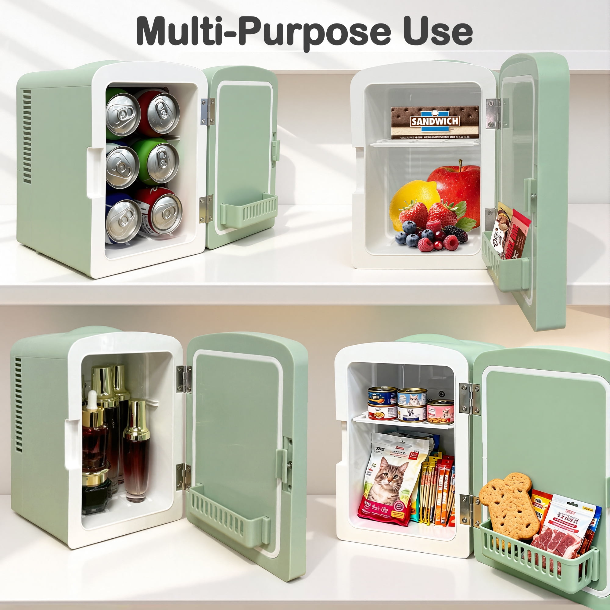 IceBlue Mini Fridge & Skincare Refrigerator with Mirror - 4L/6 Can Portable Cooler for Car/Home Cosmetic & Beverage Storage