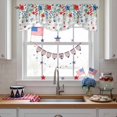 thumbnail image 3 of Independence Day Flower Tie Up Valances Curtain, Adjustable Kitchen Farm Red Blue White Floral Green Leaf Gray Plaid Valances for Windows Rod Pocket Short Curtains Set for Bedroom/Bathroom, 60"x18", 3 of 9