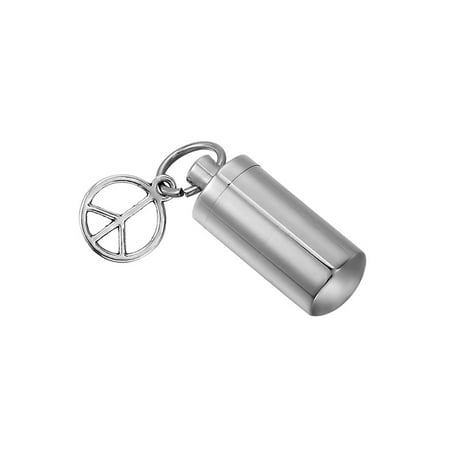 Peace Sign Cylinder Cremation Jewelry Ashes Keepsake Urn Necklace Key Chain