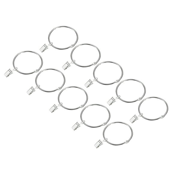 Uxcell Curtain Rings with Clips, 36pcs Drapery Curtain Clip Rings, 2 Inch Curtain Clip Rings Hooks (Silver)