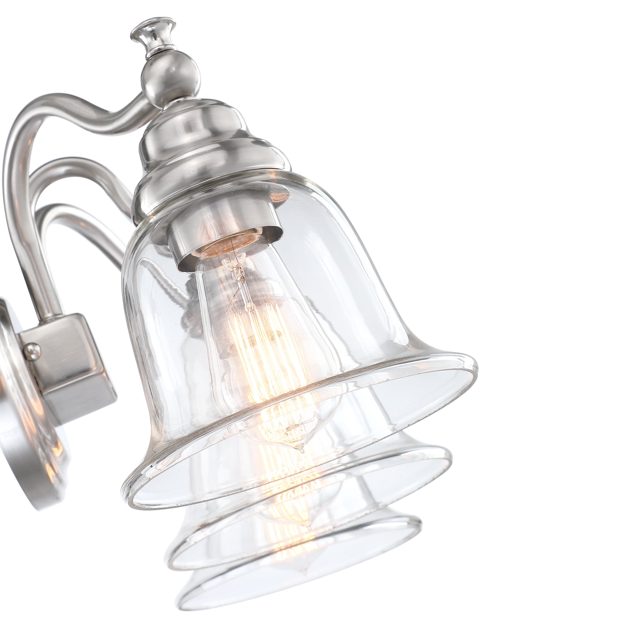 3-Light 22.83" Traditional Bathroom Vanity Light over Mirrors Brushed Nickle Vanity Lights for Bathroom with Trumpet Glass Shade