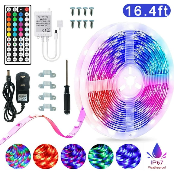 16.4ft(5M) Led Strip Lights,3528 RGB Color Changing Led Light Strips, Led Lights for Bedroom, Kitchen, Home Decoration