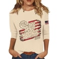 thumbnail image 3 of 250 Years American Flag 1776-2026 250th Birthday 4th of July T-Shirt for Women 3/4 Sleeve Crewneck Shirt for Spring Autumn Beige L, 3 of 5
