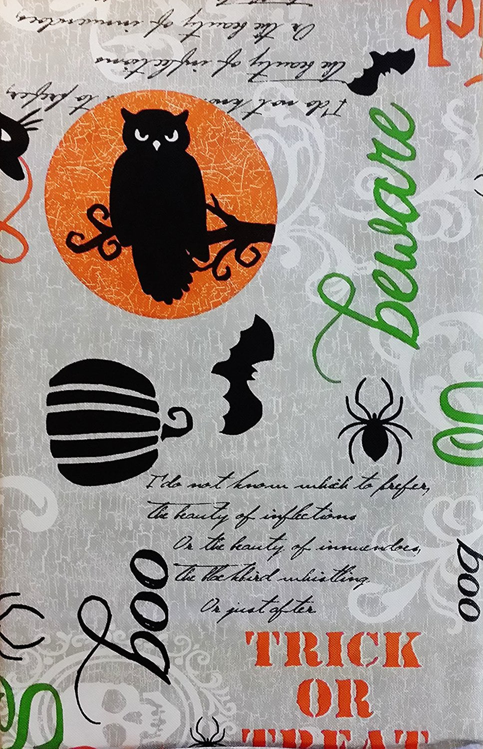 Scary Newbridge Halloween Fright Night Vinyl Flannel Backed Tablecloth 60 in x 84 in Oblong/Rectangle Spooky Halloween Vinyl Tablecloth with Flannel Backing