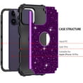 thumbnail image 3 of Casetego for iPhone 16 Pro Max Case 6.9" Glitter Sparkly Bling Shockproof Heavy Duty Hybrid Sturdy High Impact Protective Cover for Women Girls,Shiny Purple/Black, 3 of 8