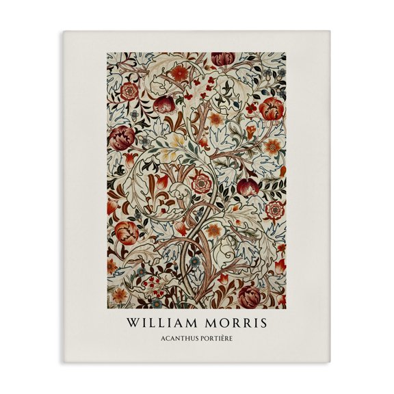 Stupell Industries Traditional William Morris Red Dotted Flowers Canvas Art, 16 x 20, by Vintage Hustle