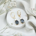 thumbnail image 5 of Rosec Jewels Oval Shaped Created Black Diamond Drop Earrings with Moissanite, Lever Back (8X10 mm, AAAA Grade), 10K Yellow Gold, 5 of 9