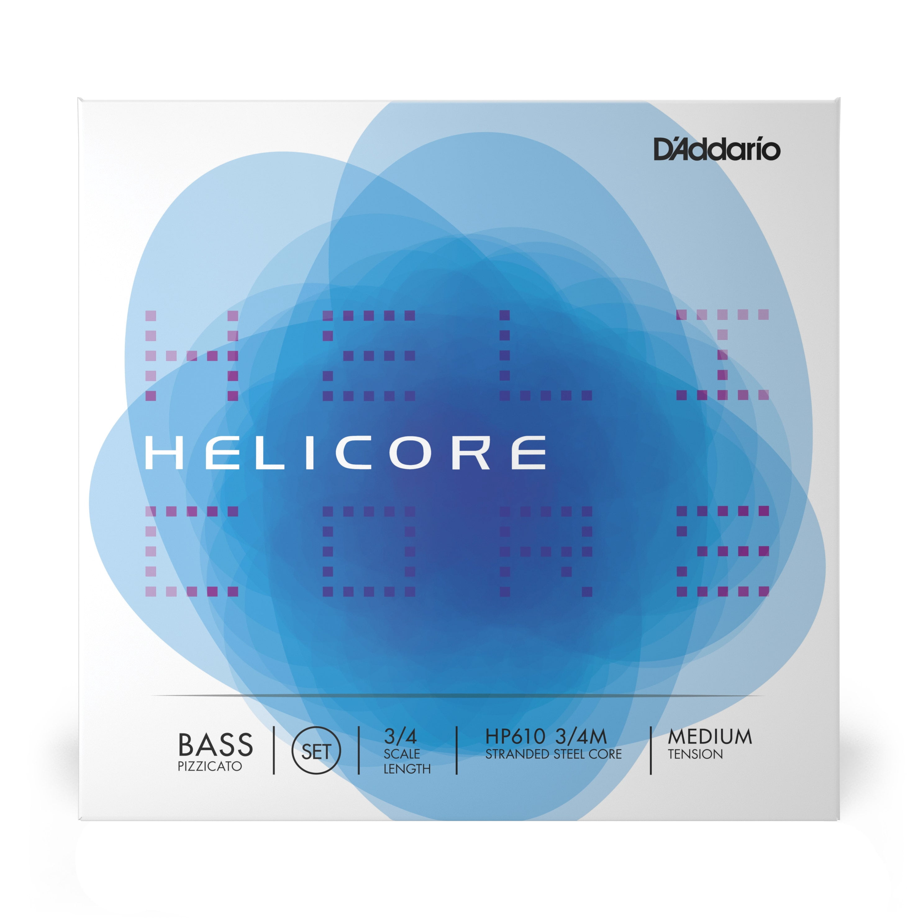 D'Addario Helicore Pizzicato Bass String Set, 3/4 Scale, Medium Tension