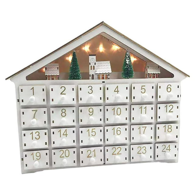 Calendario de Adviento de de Navidad recargable, 24 cajones, decoración de , luces LED, decoración navideña, calendario creativo de nta Sunnimix Calendario de adviento