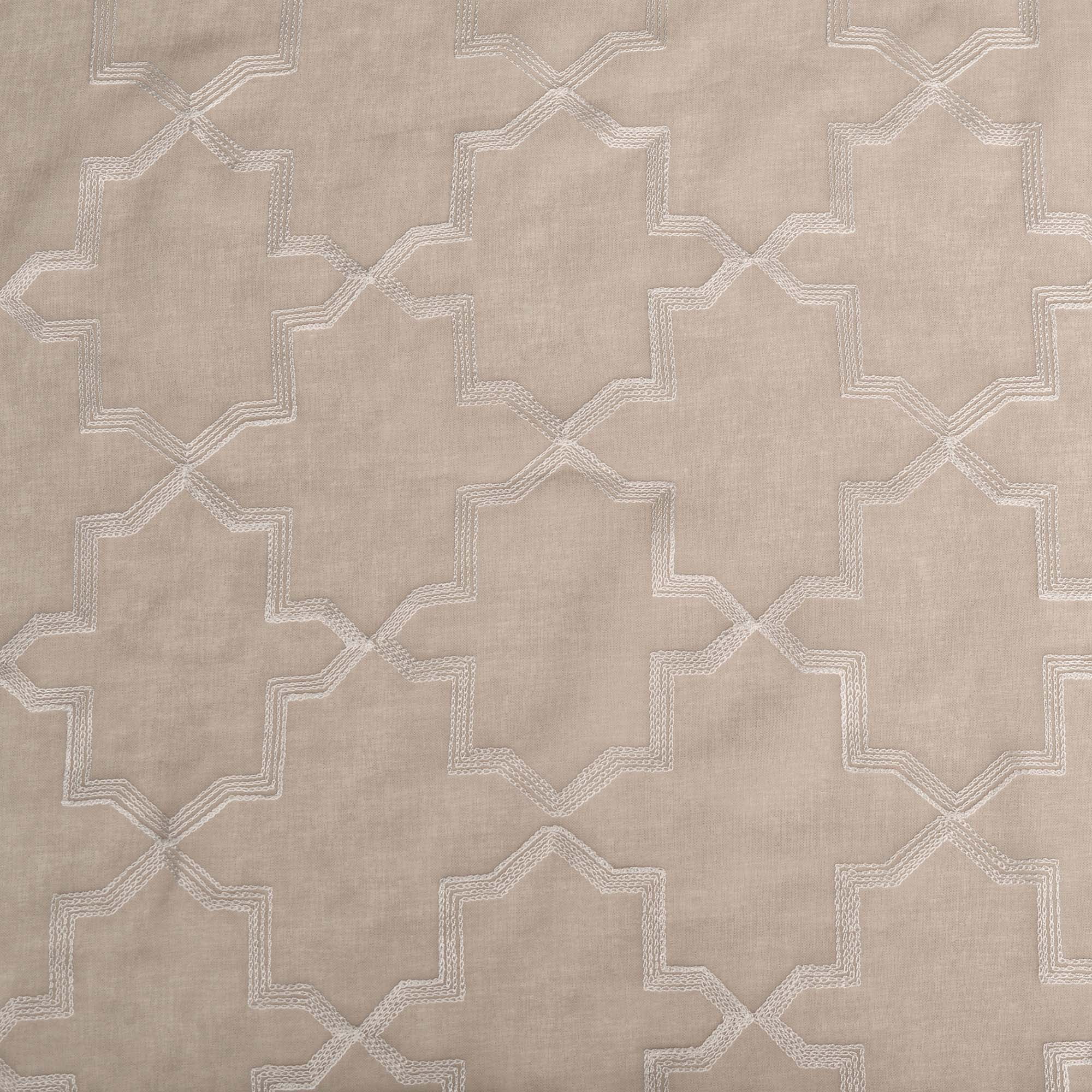 Superior Quatrefoil Embroidered Sheet Grommet Curtain Panel, Set of 2, 52" W x 96" L, Beige