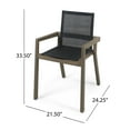 thumbnail image 3 of GDF Studio Estrada Outdoor Mesh and Acacia Wood 5 Piece Dining Set, Gray and Black, 3 of 9
