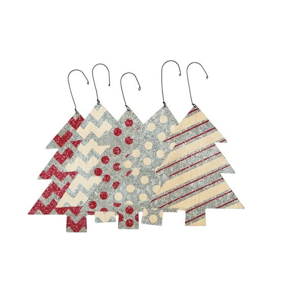 Primitives By Kathy Tin Tree 5.13 inches x 6.63 inches Ornaments - Decorated Red