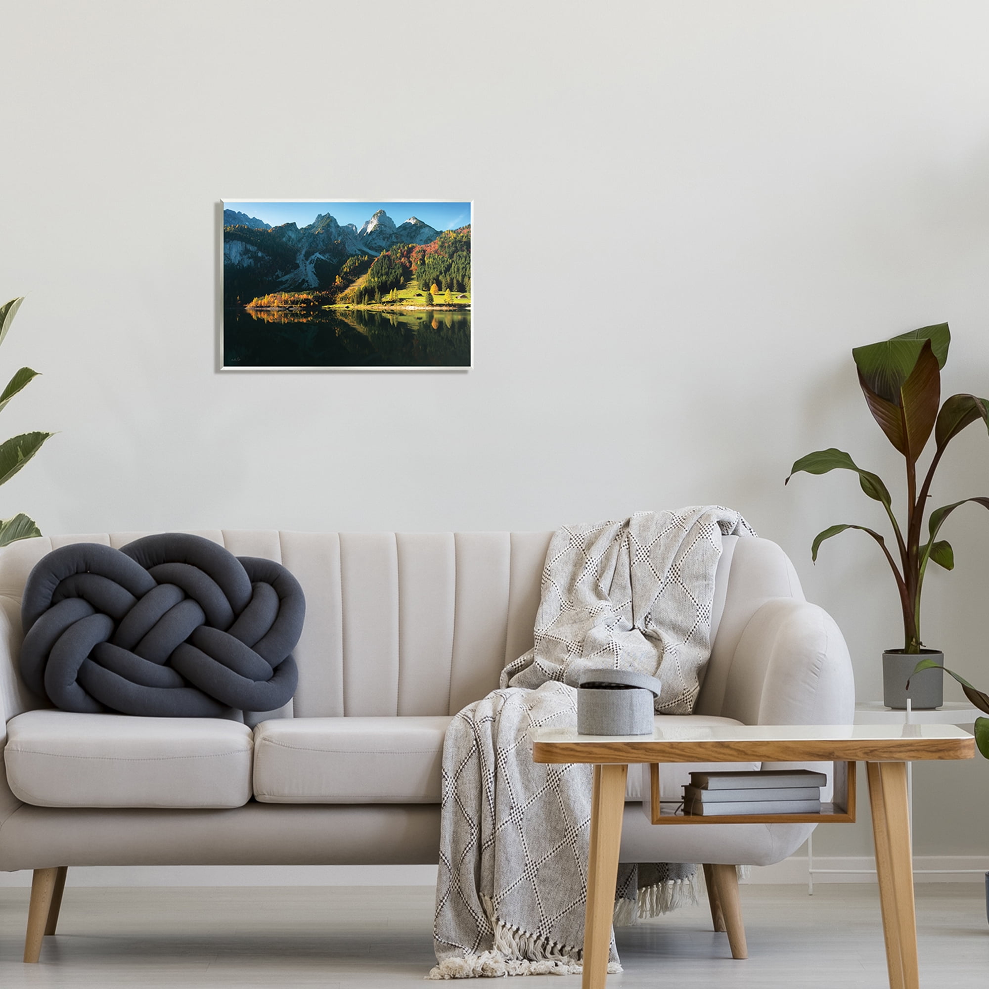 Stupell Autumn Foliage Mountain Lake Landscape Photography Wall Plaque Unframed Art Print Wall Art