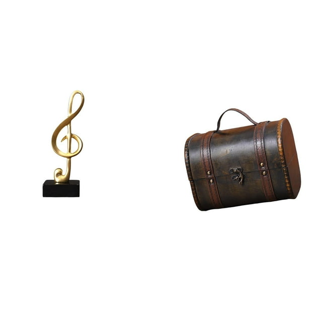 Figura decorativa de escritorio con forma de nota musical, organizador de joyas de madera, adorno de resina, ideal para exhibir y regalar.
