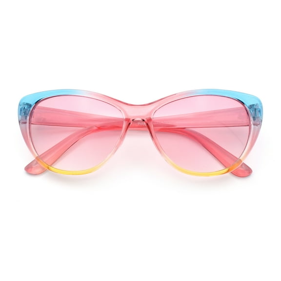 Girls Tie Dye Hippie Color Classic Cat Eye Sunglasses Pink Blue - Pink