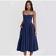 thumbnail image 1 of Vestido Midi plisado sin mangas con espalda descubierta para mujer, traje Sexy liso con tirantes, ropa de noche para fiesta de verano, 2024, 1 of 5