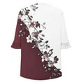 thumbnail image 6 of Jsaierl 3/4 Sleeve Tops for Women Plus Size V Neck Shirts Ruffle Trim Trendy Print Ladies Pleated Blouses Going Out Vacation Tunic Top S-2XL, 6 of 7