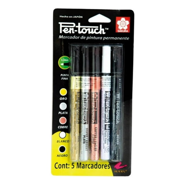 Kit de 5 marcadores punto fino Sakura Pen-touch multicolor