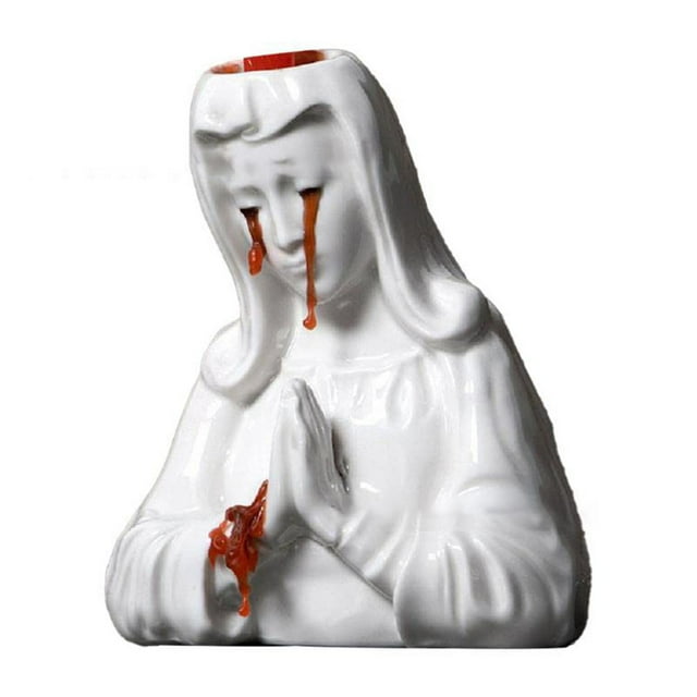 Candelabro de resina de monja llorando, candelabro, escultura, decoración de Halloween, manualidades de escritorio para el hogar, adornos decorativos