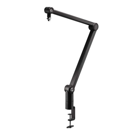 Logitech G Compass Premium Broadcast Boom Arm for Microphone, Desktop Clamp and Built-in Cable Management, Black