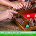 thumbnail image 5 of GoSports Shut the Box Premium Wooden Dice Game - Classic 4 Player Board Family Game, 10 Number Rows with Red Felt, Dice and Wood Stain Finish - For Kids and Adults, 5 of 6