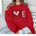 thumbnail image 5 of Women's Valentine's Sweatshirt Heart Letter Print Long Sleeve Crewneck Pullover Top Red-1 L, 5 of 7