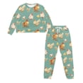 thumbnail image 4 of SCRAWLGOD Rooster Chicken Egg Cyan 2Pcs Pajama Sets for Women Comfy Long Sleeve Pjs Set with Pocket & Drawstring casual Long-Sleeve Top and Full-Length Bottom with Elastic Band, L, 4 of 7