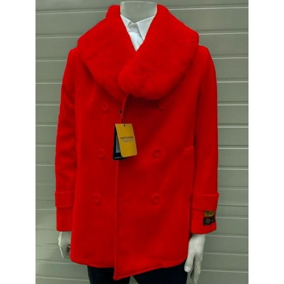 Men's Peacoat Red Short Wool Coat Private Label Chicago