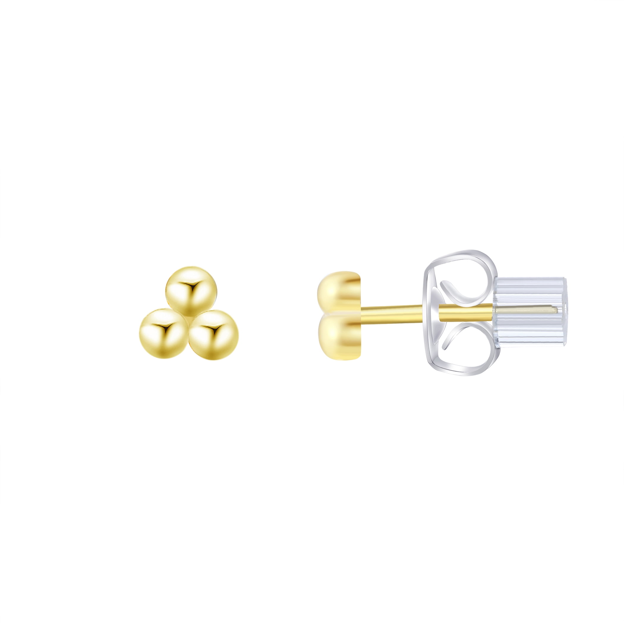 Brilliance Fine Jewelry Women's Simulated Diamond Earring Set with Clicktop Hoop in 14KT Gold Plated Sterling Silver