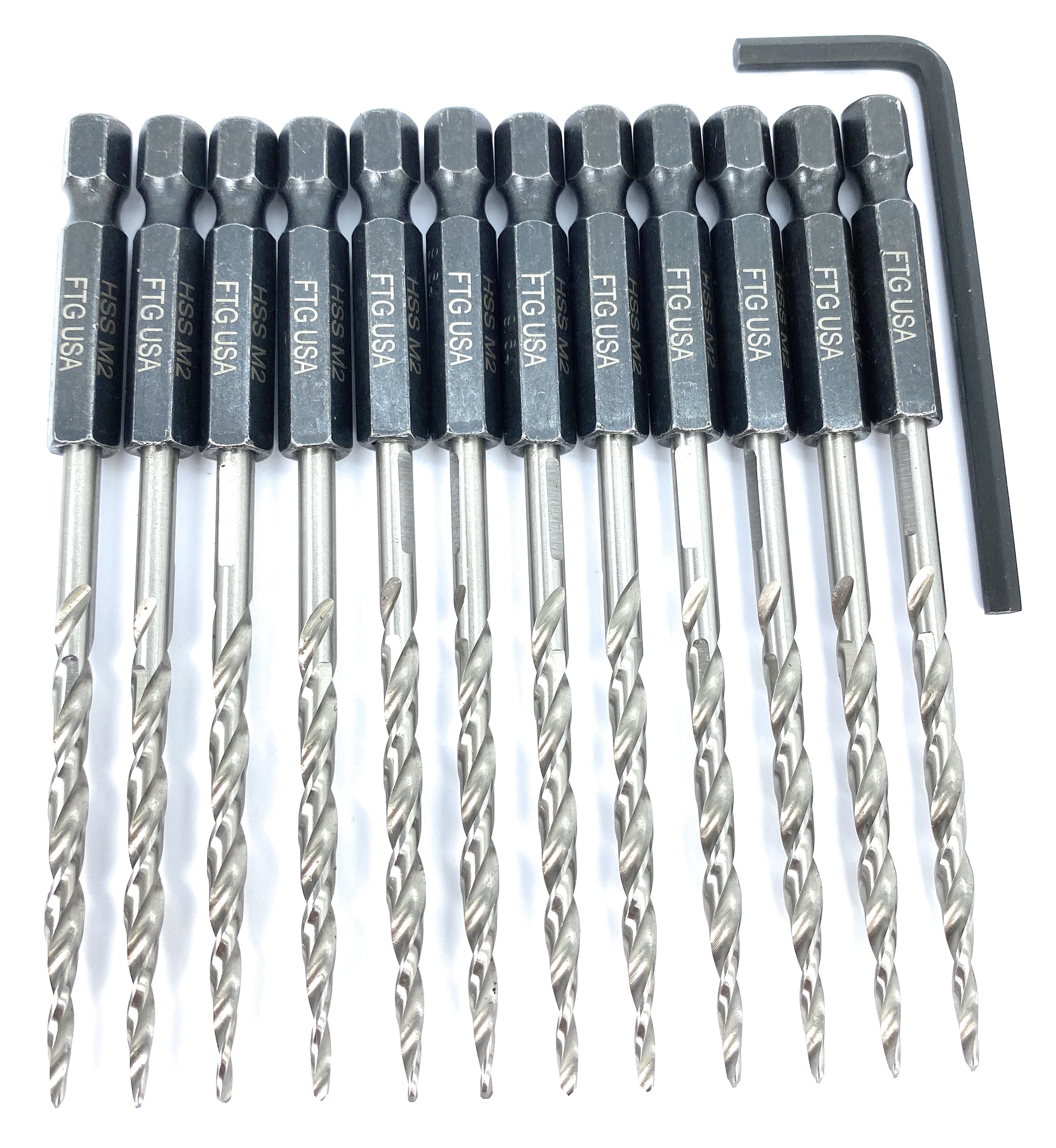 FTG USA Replacement Tapered Countersink Drill Bit Set 12 Pc Bit (#6) 9/64"