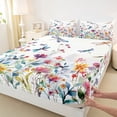 thumbnail image 3 of Homewish Flying Dragonflies Twin Sheet Sets 3pcs for Female Men Adults,Colorful Flowers Twin Fitted Sheet Microfiber,Spring Garden Breathable Flat Sheet,Breathable Home Decor, 3 of 7