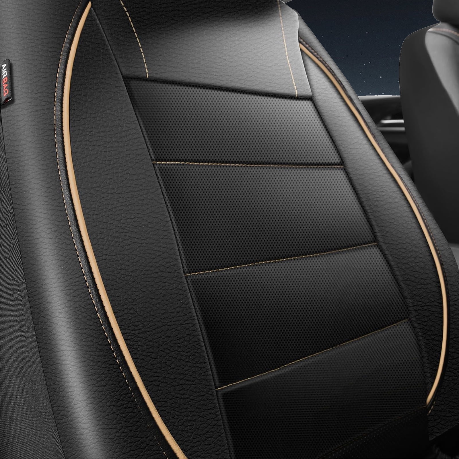 CAR GRAND Faux Leather car seat covers breathable universal fit airbag compatible car, SUV, truck and van
