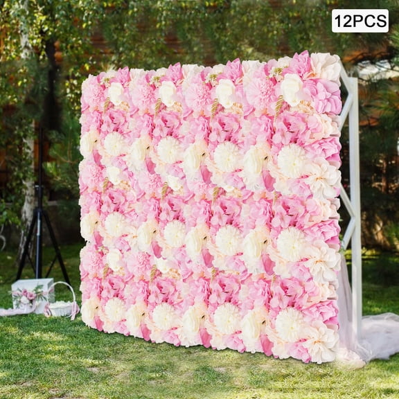 12-Pack 3D Artificial Flower Wall Panels Dahlia Hydrangea Rose for Outdoor Indoor Privacy Fence Wedding Decor