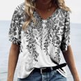 thumbnail image 1 of PENGXIANG Hauts pour Femmes Mode Décontractée Imprimé Col en V Manches Courtes T-shirt Imprimé Bleu G, 1 of 5