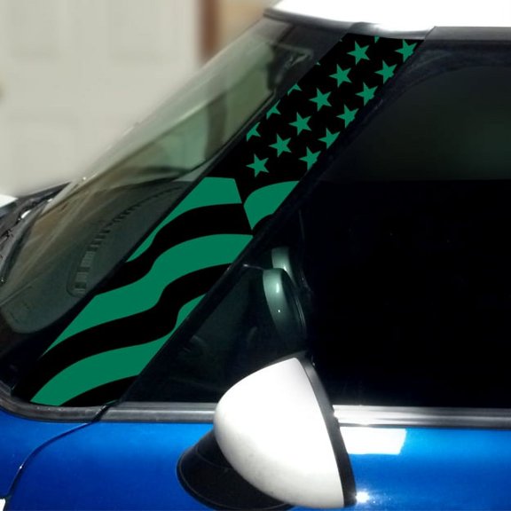 US Flag Pillar Vinyl Decals for 1st Gen MINI Cooper - Set of 2 - Choose Color - [GREEN]